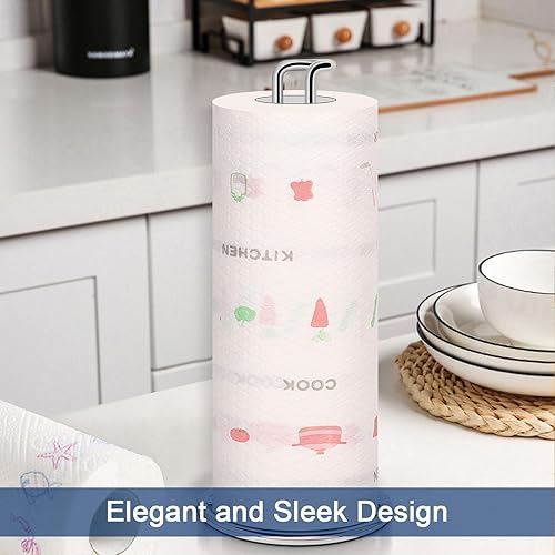 Miniatura 8 de NearMoon Soporte para toallas de papel, dispensador de toallas de papel resistente, todo de metal, tamaño estándar o jumbo para encimera de cocina,