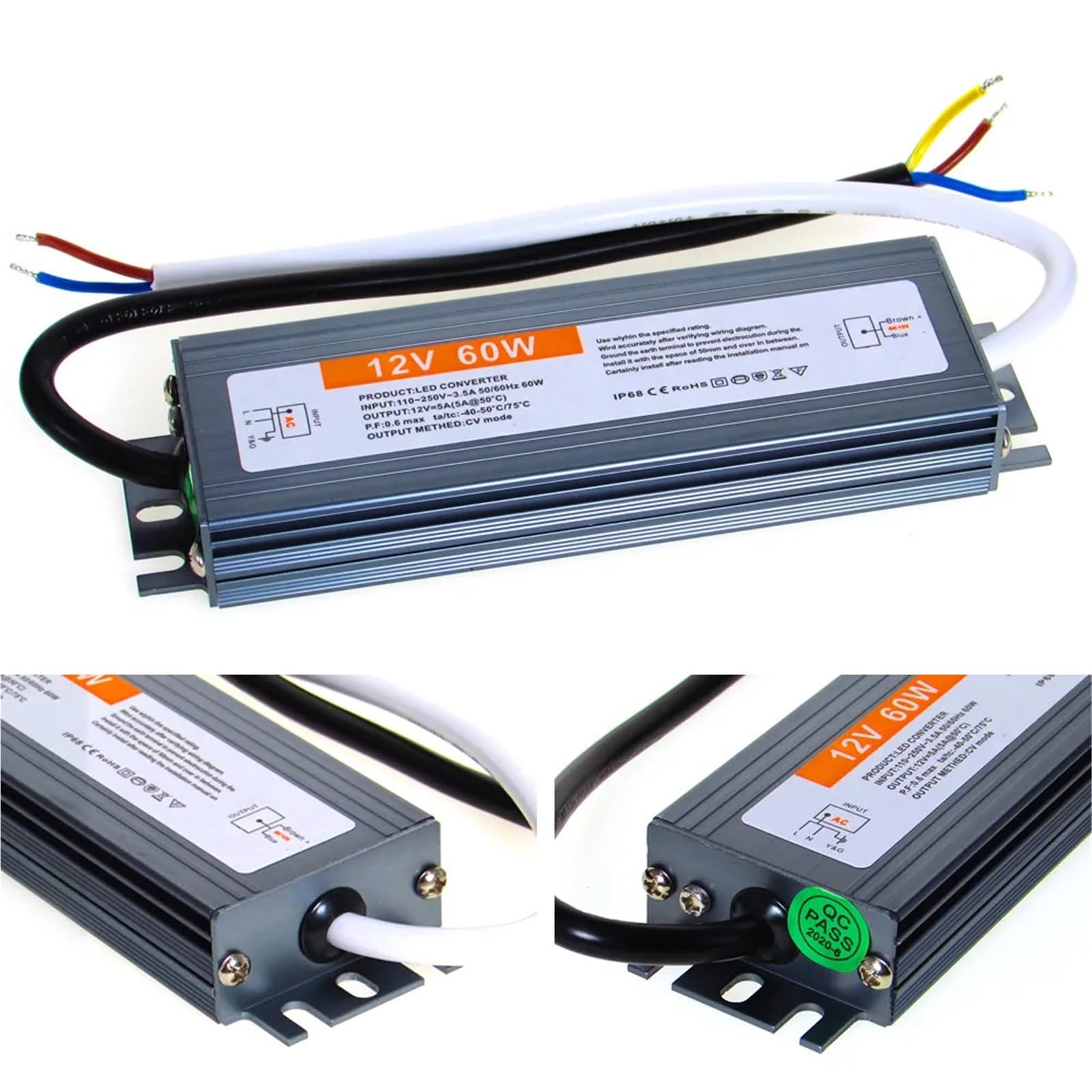 Alimentatore DC 12V 24V 50W AC 220V IP67 Driver LED impermeabile 1A 3A 5A 10A 25A(24V 4.2A 100W)