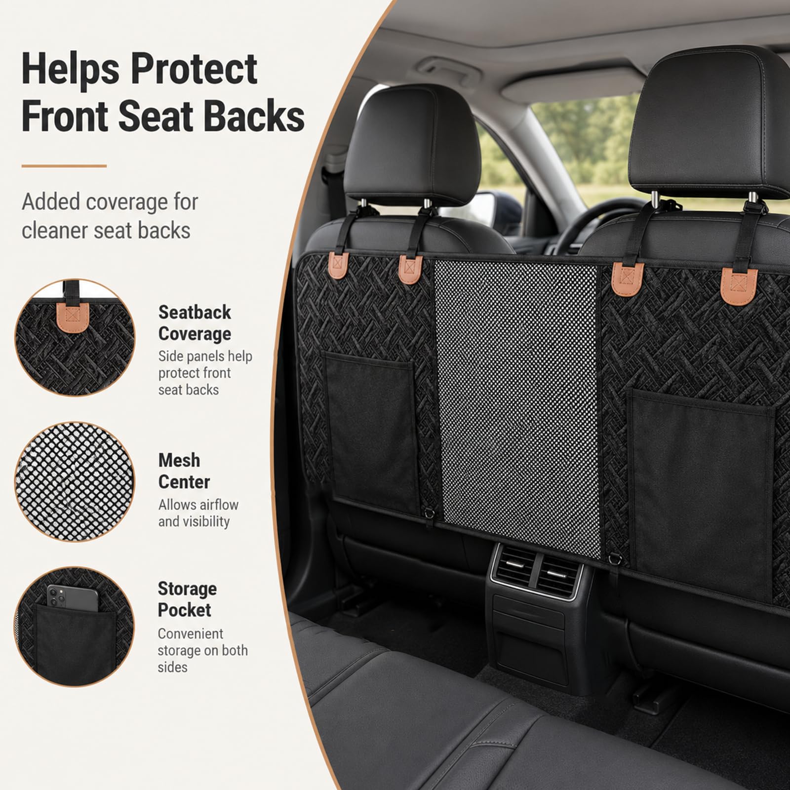Hunde Auto Barriere, Hunde Netz für Auto Divider, Haustier Barriere mit 2 Mesh Organizer, Universal für Auto, SUV, LKW