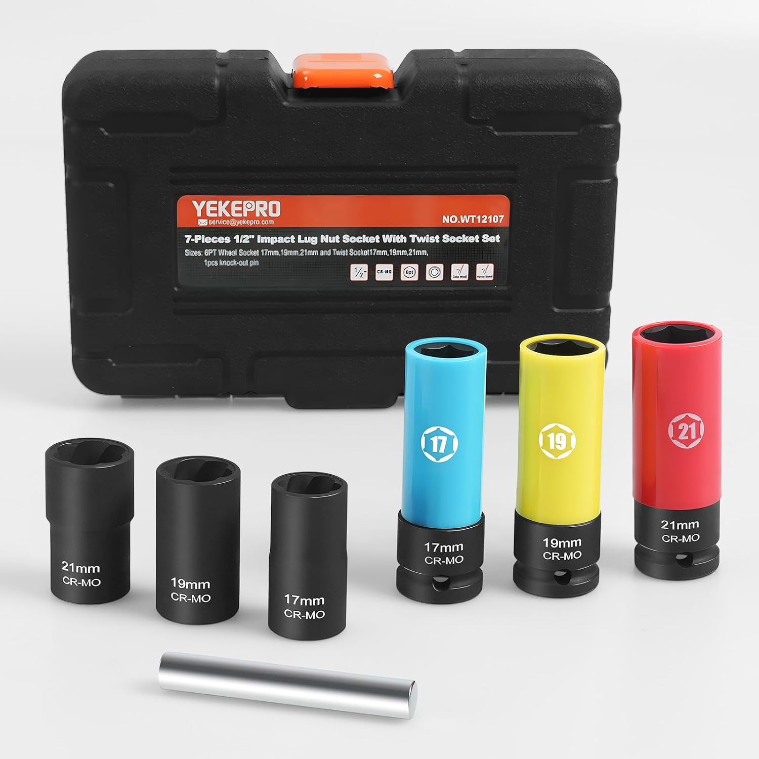 YEKEPRO 6 Pieces 1/2 inch Drive Impact Lug Nut and Twist