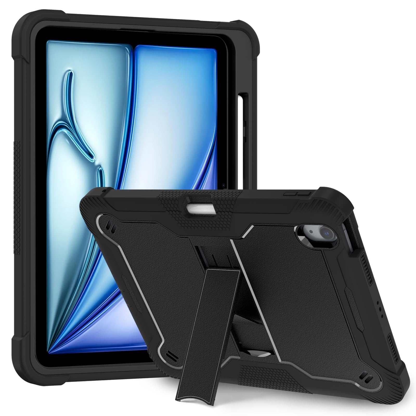 ProElite Cover for Apple iPad Air 11 inch 2024 & Air 10.9 5th/4th Gen, Rugged Shockproof Heavy Duty Back Case Cover for Apple iPad Air 11 inch M2 2024 with Apple Pencil Holder, Black (B0D6GMJMX2) Amazon Price History, Amazon Price Tracker