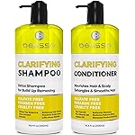 Clarifying Shampoo and Conditioner Set - Sulfate Free Hair Care Products for Women and Men - Build Up Remover for Curly, Straight, Color Treated, Oily and Black Hair - Hydrating Dry Split Ends Formula