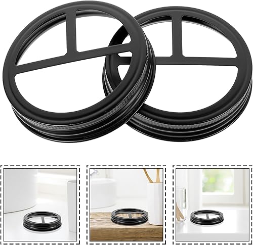 Miniatura 7 de Alipis Juego de 2 tapas de tarro de boca ancha para cepillos de dientes, juego de conservas, tapa de tarro dividida, tapas de hojalata, tapa de