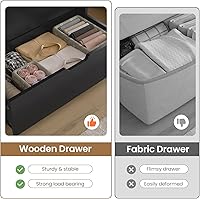 Vista 5 de Cómoda alta con 6 cajones, cómoda moderna negra para dormitorio, cómodas de armario con cajones para sala de estar, entrada, pasillo