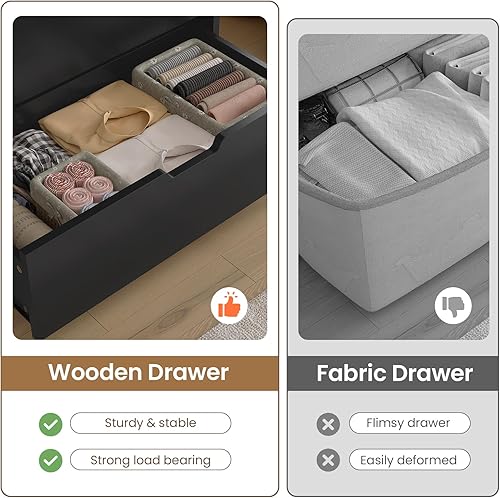 Miniatura 5 de Cómoda alta con 6 cajones, cómoda moderna negra para dormitorio, cómodas de armario con cajones para sala de estar, entrada, pasillo Negro