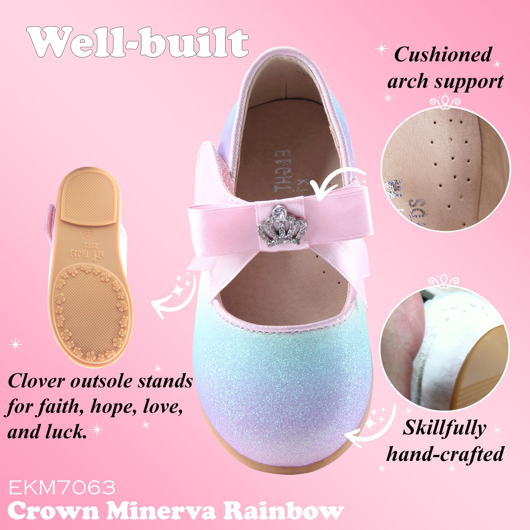 EIGHT KM EKM7063 Filles en Bas âge Chaussures habillées Chaussure Mary Jane Flats Princesse Chaussures De Mariage Ballerines
