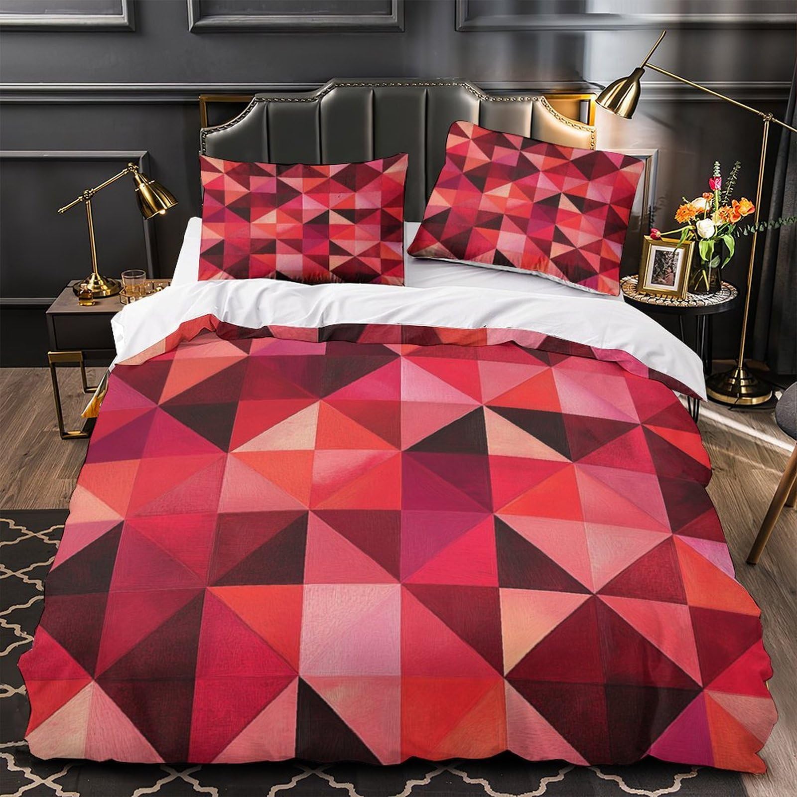 Housse de couette design abstrait rouge 3D pour sublimer la chambre des adultes