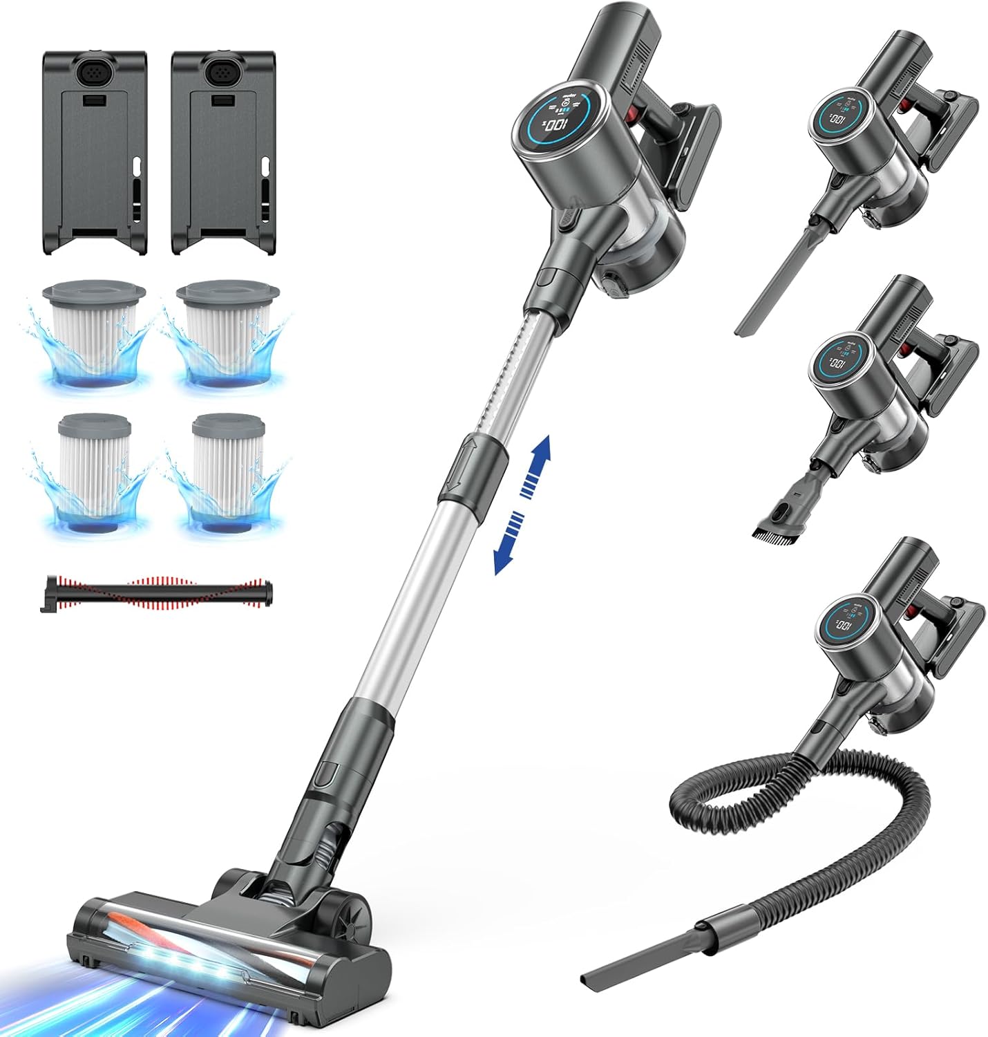 Cordless Vacuum Cleaner with 2 Batteries, 450W 33Kpa Stick