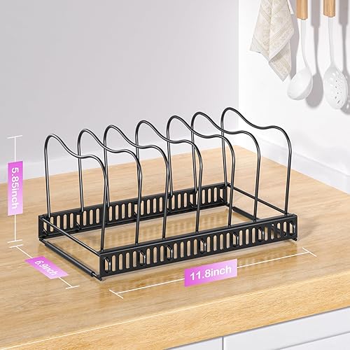 Miniatura 6 de ORDORA Organizador de ollas y sartenes, 8 niveles con 3 métodos de bricolaje, organizador de ollas y sartenes para gabinete organizador de