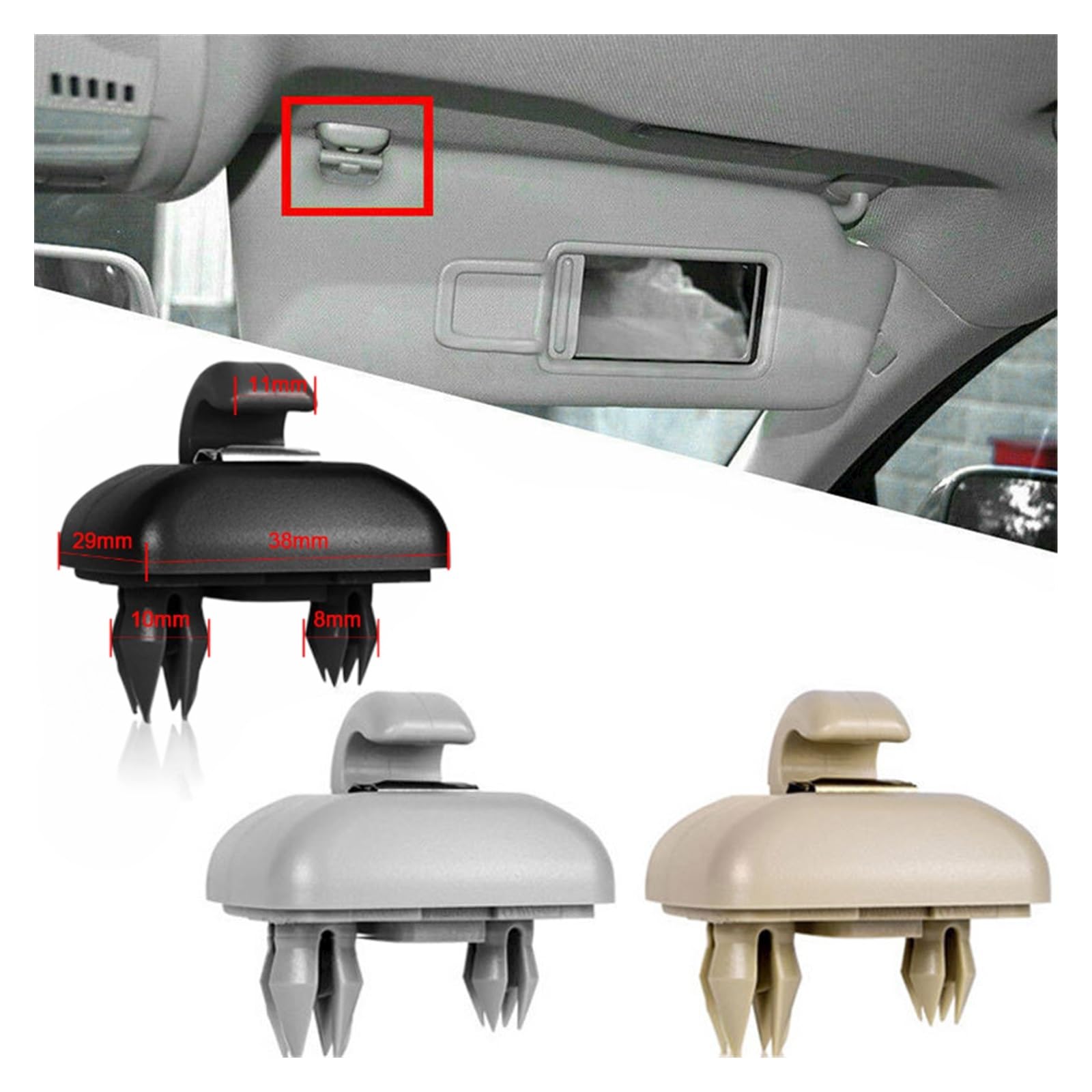 Clip Visiera Auto Per Audi - Sostituzione Parasole, Grigio, Compatibile Con A1 A3 A4 A5 Q3 Q5 - Foto 4