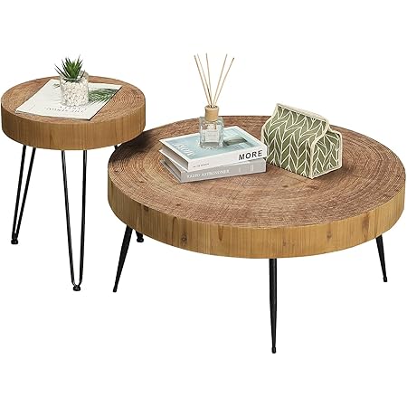Amazon.com: COZAYH 2-Piece Modern Farmhouse Living Room Coffee Table ...