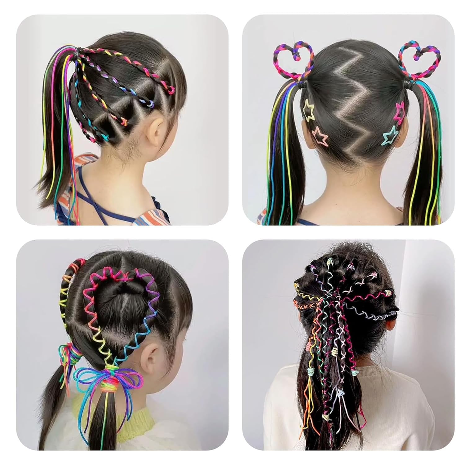 54 Pcs Colorful Hair Wrap String For Braids Assorted Rainbow Fashionable Gradient Color Women DIY Ponytail Braids Styling Accessories image 3