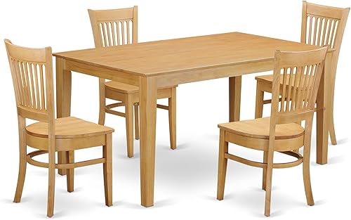 Miniatura 15 de East West Furniture CAVA7-OAK-C Juego de mesa de comedor de 7 piezas consta de una mesa rectangular de madera y 6 sillas de comedor de tela de lino,