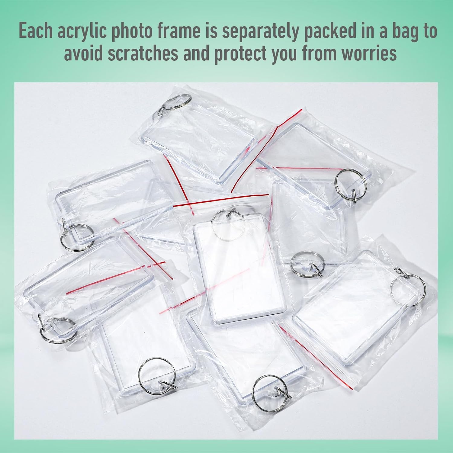 COMNICO 60Pcs Photo Keychain (2 x 3inch) Acrylic Clear Picture Frame Keychain Blank Photo Insert Keyring DIY Craft Personalised Favor Graduation Gift, Family Friends Photoes Collection Gift
