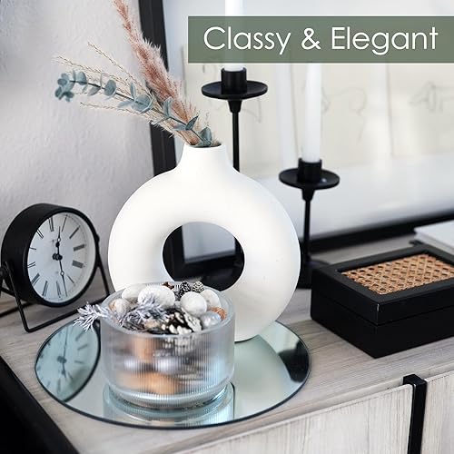 Miniatura 5 de Craft And Party Paquete de 12 centros de mesa de espejo redondo de 8 pulgadas, 0.150 in de grosor, placas de vela con espejo circular, azulejos