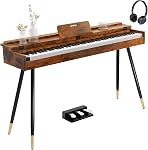 STRICH 88 Key Piano numérique, Hammer-Action Weighted Clavier, Couverture de bureau de pleine taille Piano électrique avec support, 25Wx2 Haut-parleurs, écouteurs, trois pédales, SDP-350S(Style de mobilier)