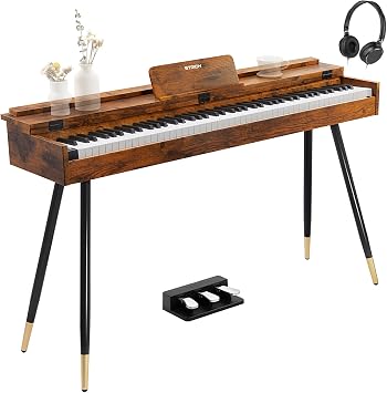 STRICH 88 Key Digital Piano, Hammer-Action Weighted Keyboard, Full Size Desk Cover Electric Piano Keyboard with Stand, 25Wx2 Speakers, Headphones, Three Pedal, SDP-350SFurniture Style