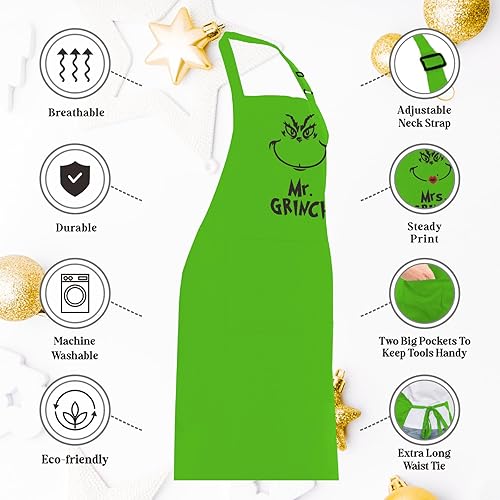 Miniatura 3 de Delantal de elfo, con texto en inglés "I Just Like to Smile Smiling's My Favorite, divertidos delantales de Navidad, bonitos regalos de horneado