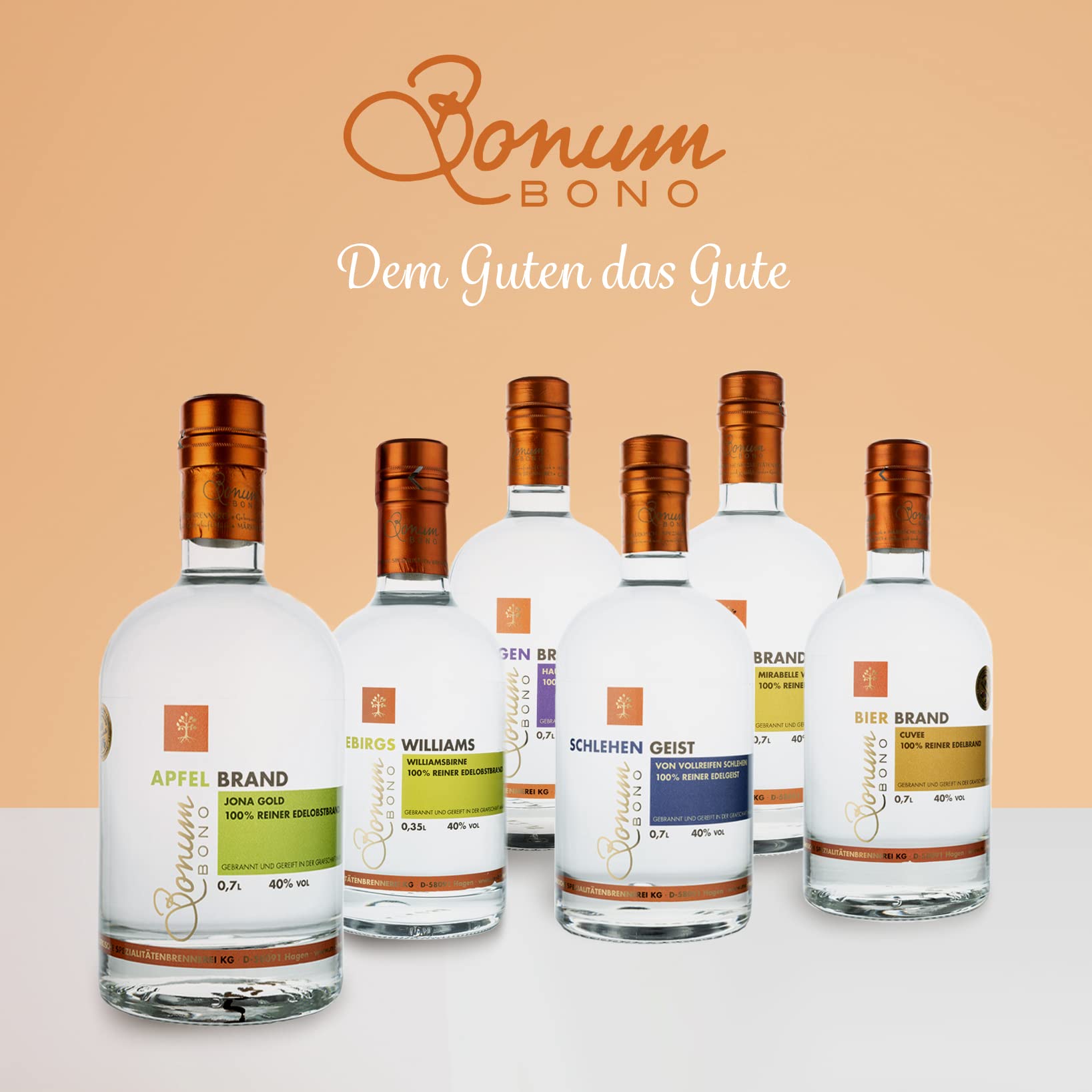 BONUM BONO Apfelbrand Jona Gold 1 x 0,35L | 40% vol. Alkohol | 100% reiner Edelobstbrand | süß-säucherliches Aroma von Äpfeln | deutscher Apfel Obstbrand | hochwertiger Edelbrand | Obstbrand Apfel