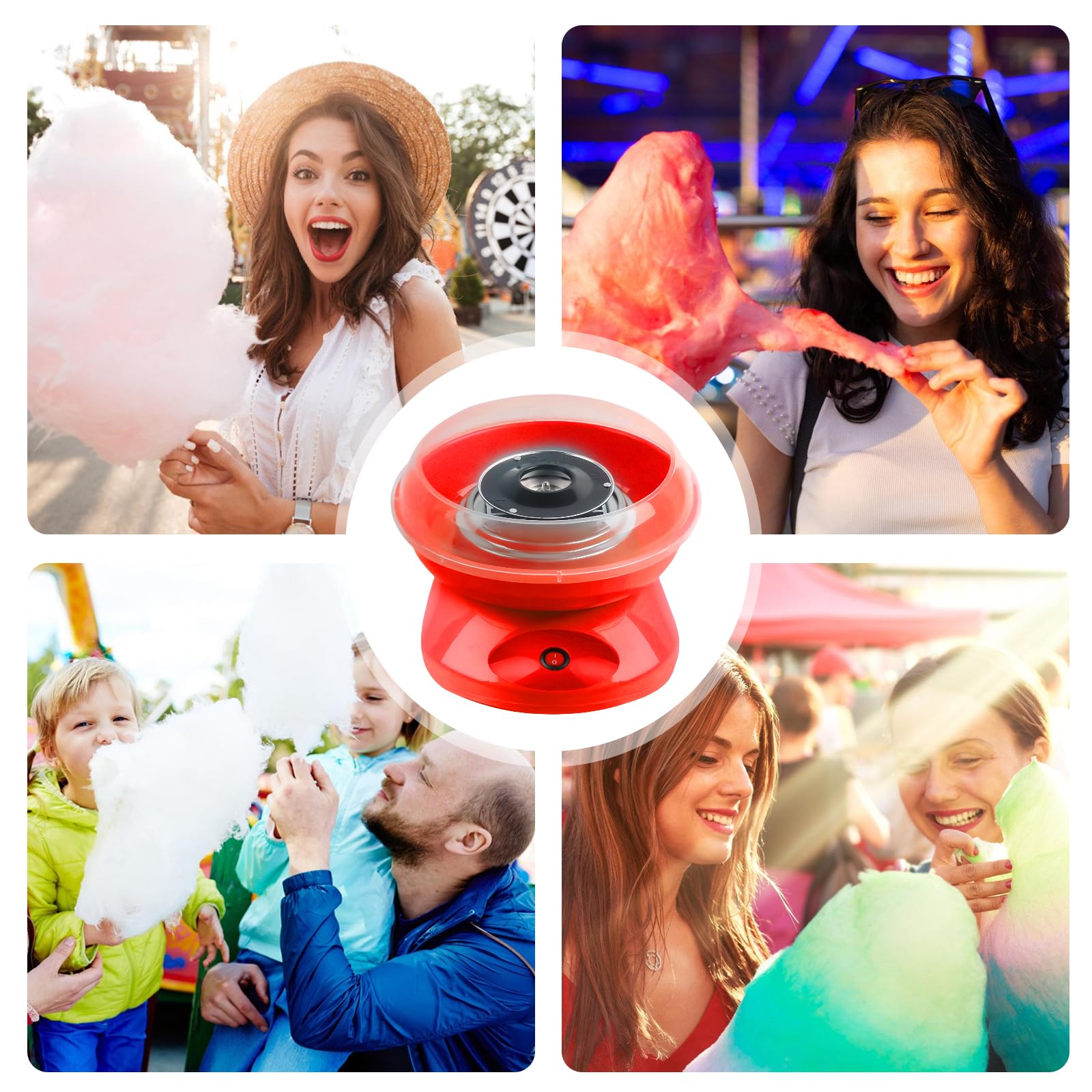 Zuckerwatte Maschine für Zuhause, 27cm Größe Retro Cotton Candy Machine, Cotton Candy Machine 450W mit Stäbchen Messlöffel für Kinderfest, Geburtstag, Party (Rot)