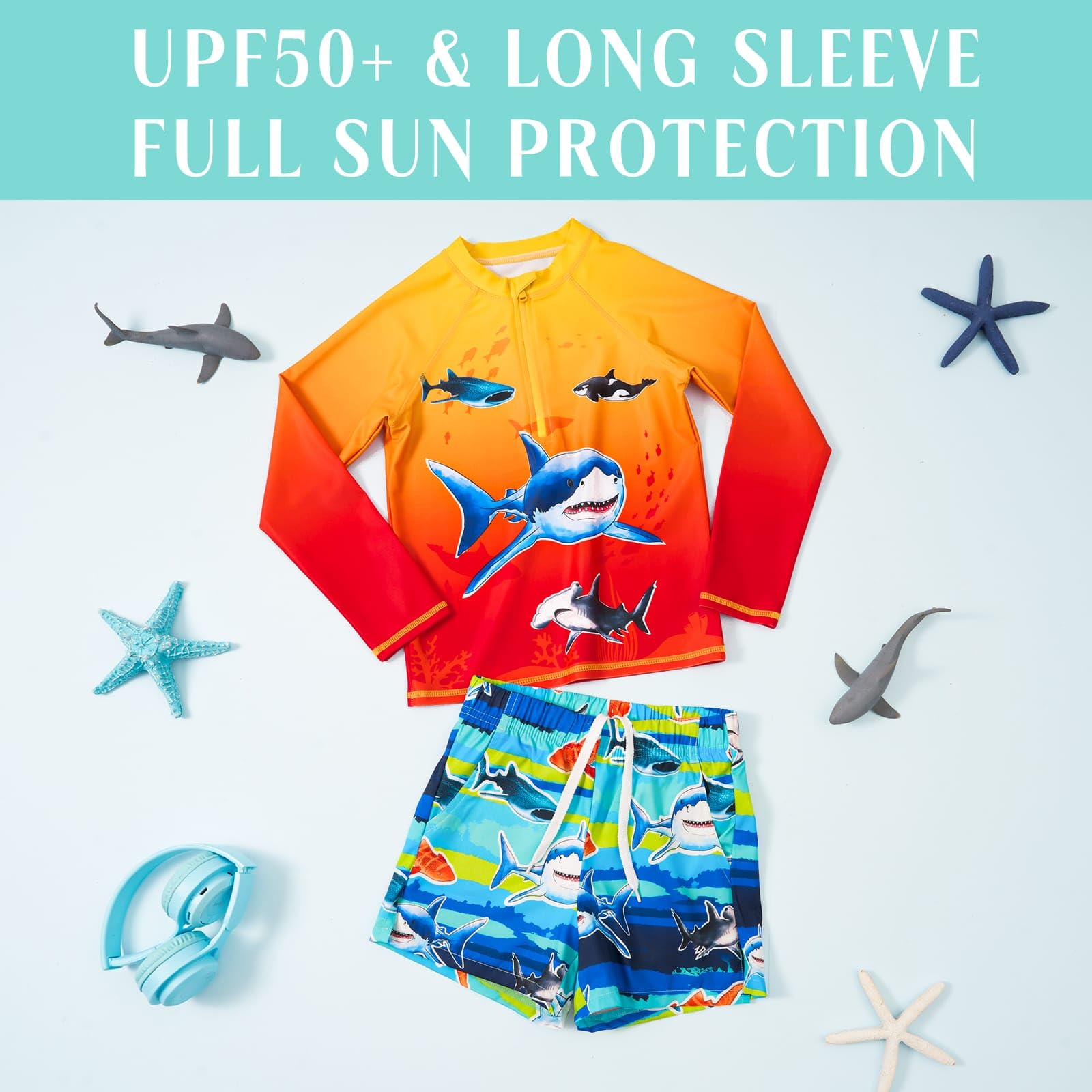 Kinder UV Shirt Jungen Langarm Schwimmshirt Badeshirt - SPF 50+ Sonnenschutz Schnelltrocknend Bequem