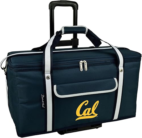 Miniatura 1 de California Berkeley Golden Bears - Enfriador de viaje para picnic con ruedas, capacidad para 64 latas, enfriador plegable a prueba de fugas,