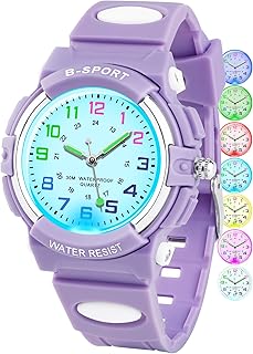 Analoge Kinderuhr mit Bunten Lichtern für Jungen und Mädchen, 30M wasserdichte Lernuhr TPU Armband Outdoor Sportuhr für 5-16 Jahre