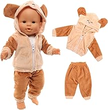 Miunana Clothes Clothing Outfits for Baby Dolls, Doll Clothes 35-43 cm, 2 Pieces, Jacket Trousers (Brown)