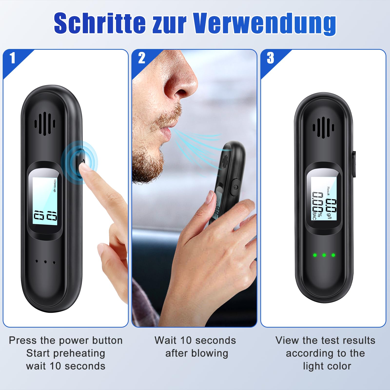 Alcoholimetro, Mini Alcoholimetro Digital Homologado, Sensor Semiconductor Probador de Alcohol con Pantalla LCD, Alcoholímetro con Función de Alarma para Uso Doméstico y Profesional