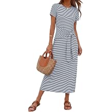 MEROKEETY Womens Summer T Shirt Casual Work Wrap Maxi Dresses | 2026 Fall, Tie Waist, Short Sleeve, Crew Neck, Business Casual, Beach Vacation, Slim Fit, High Waist, Elegant, Long Dress