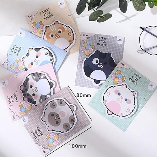 Miniatura 2 de MINGSEECESS 6 paquetes de notas adhesivas de dibujos animados de animales lindos juegos de bloc de notas autoadhesivas para amantes de las mascotas,
