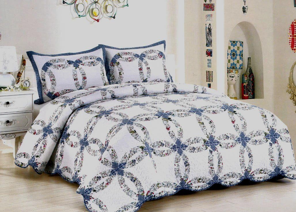American HometexRomantic Wedding Ring King Quilt Set