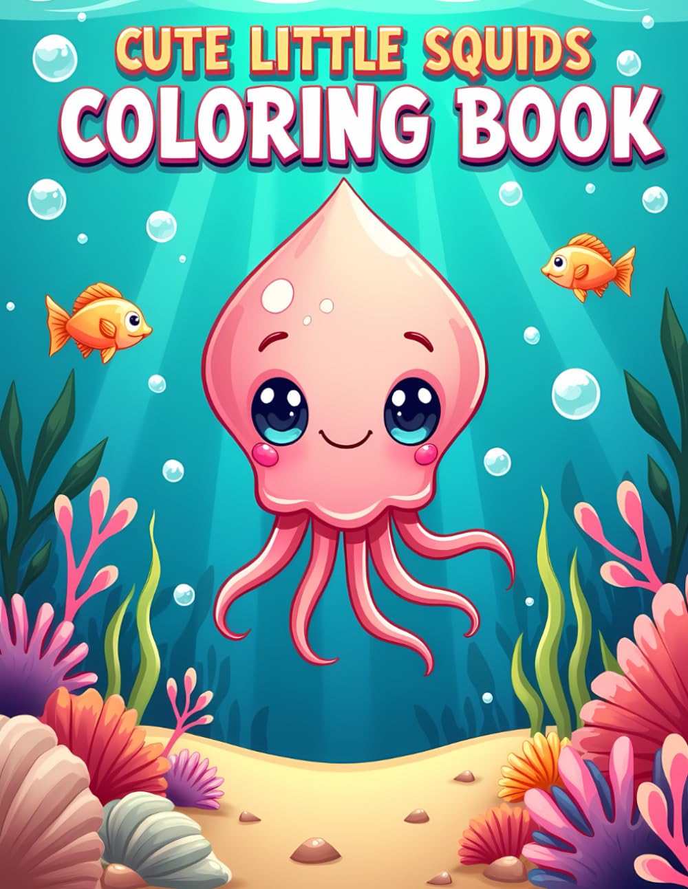 Cute Little Squids to Color: Adorable Ocean Squid Coloring Book for Kids with Fun, Simple and Happy Underwater Pages