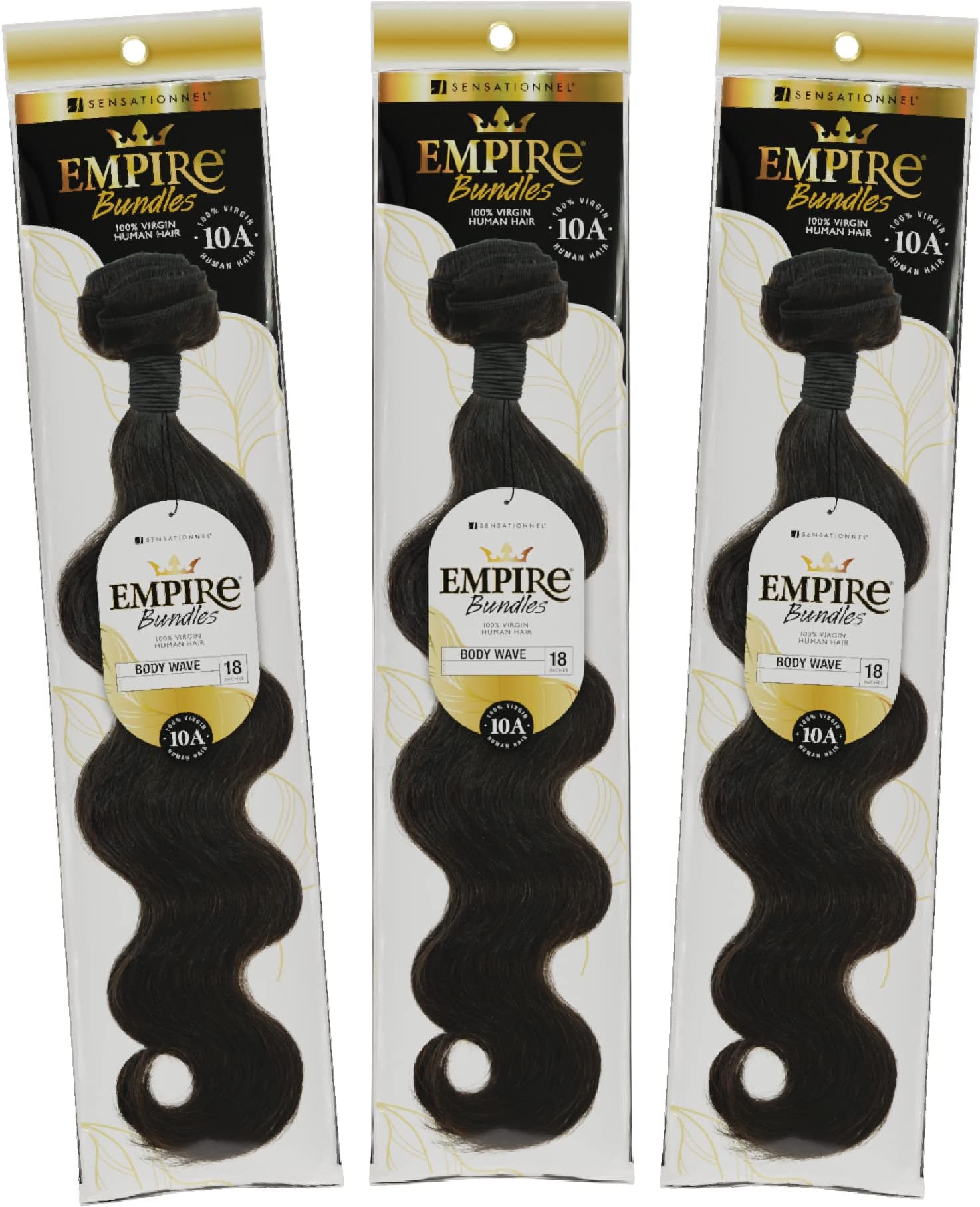 SensationnelEmpire Bundle weave hair - Empire Bundles virgin human hair extensions Unprocessed hair - EMPIRE BUNDLES body wave 3 pack 10 inch (NATURAL/BLACK)