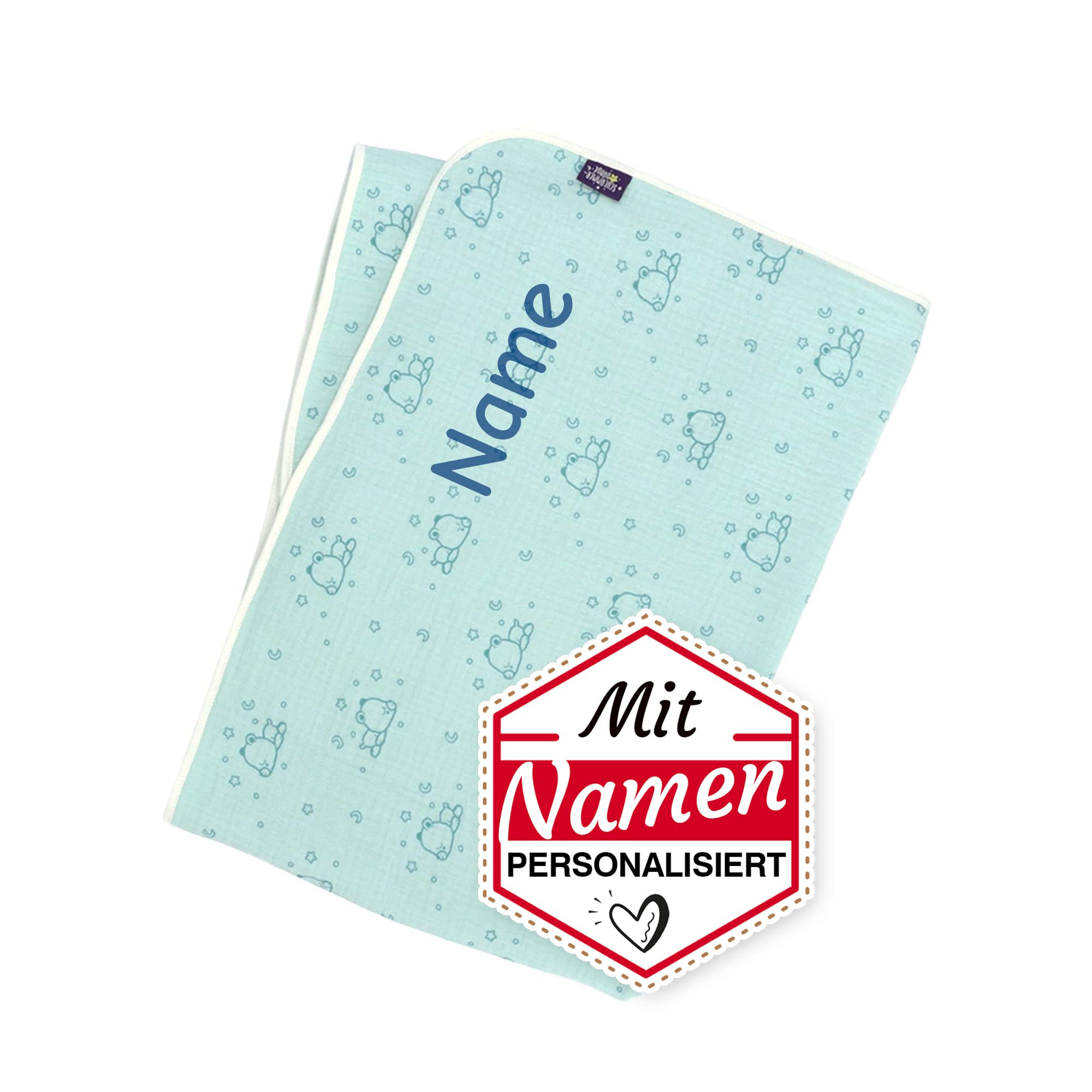 Sterntaler Babydecke mit Namen personalisiert, Tonie Kleiner Bär Schlummerbande Musselin Decke, Personalisierte Kinderdecke Babydecke Kuscheldecke als Geschenk zur Geburt, Geburtstag/Taufe