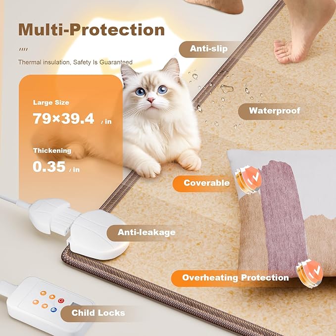Alfombra Térmica Eléctrica con Temporizador y Calentamiento Rápido 110V miniatura 2
