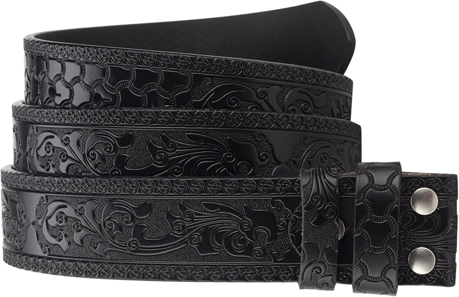 IZUS Vintage Western Belt Strap without Buckle Longhorn-Bull-Embossed Cowboy Belt for Women Men 1-1/2" Wide PU Leather Strap