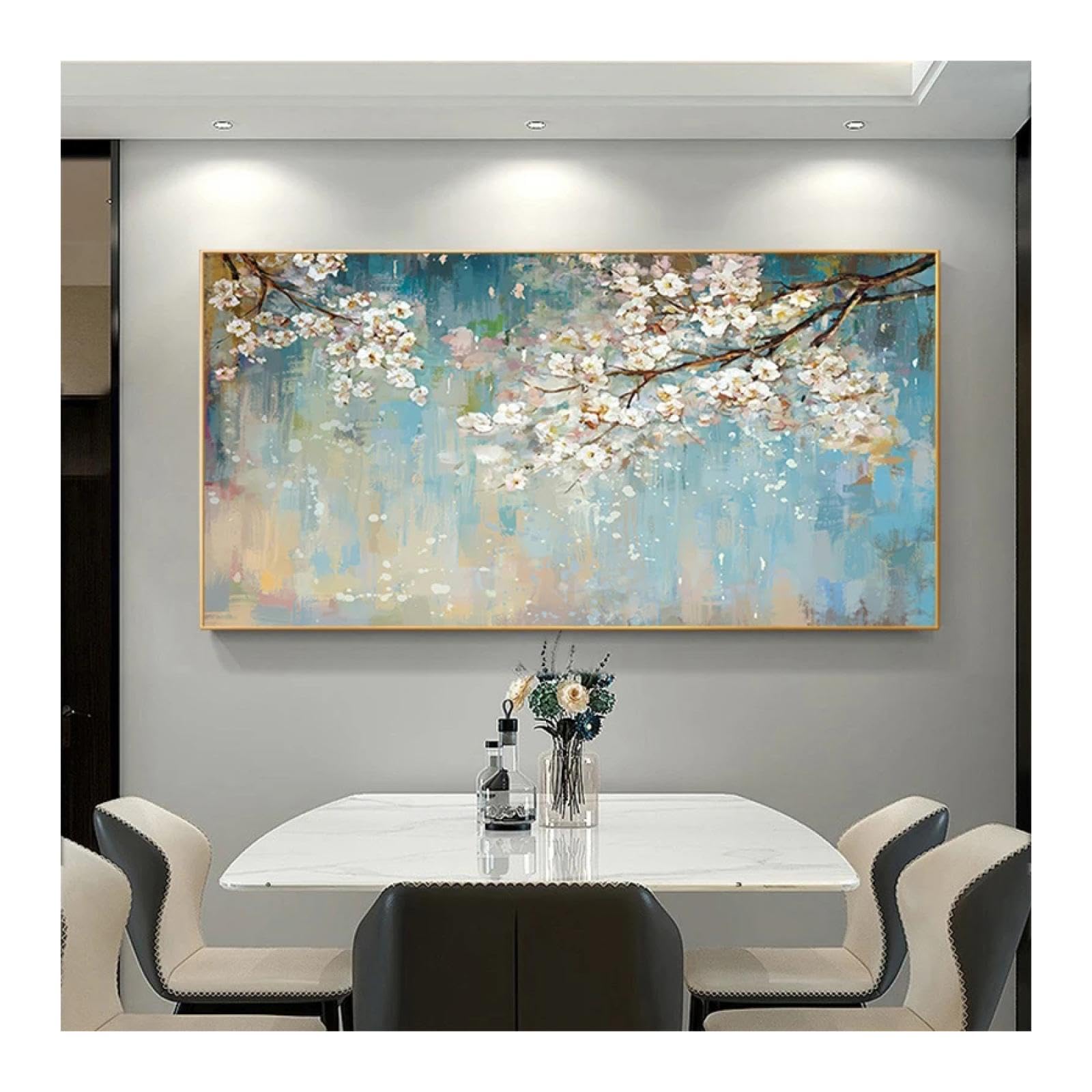 Peinture florale abstraite imprimée sur toile grand tableau mural 90x180 cm - 8