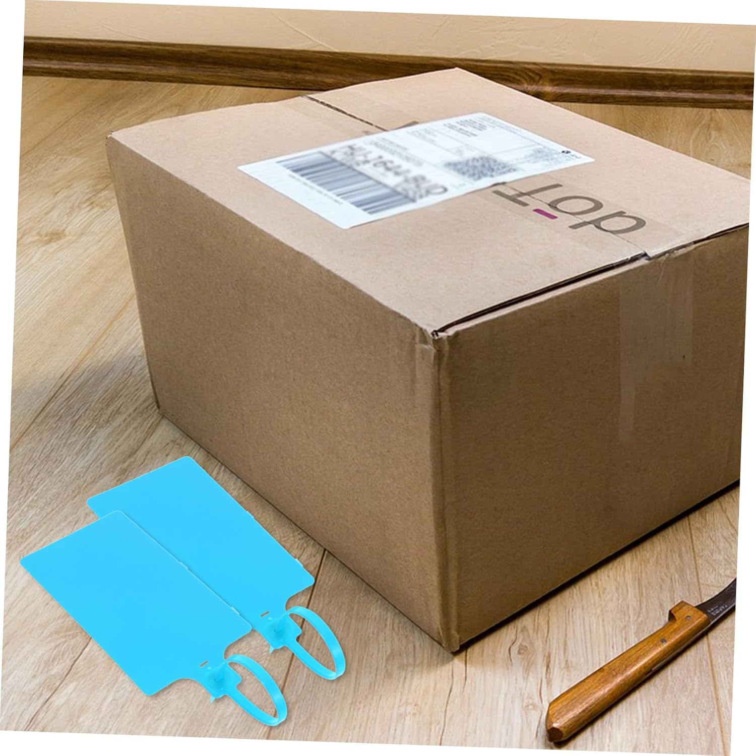 100pcs Blue Plastic Shipping Labels Tags 5.8×100mm with Wire for Industrial Packaging and Luggage Identification