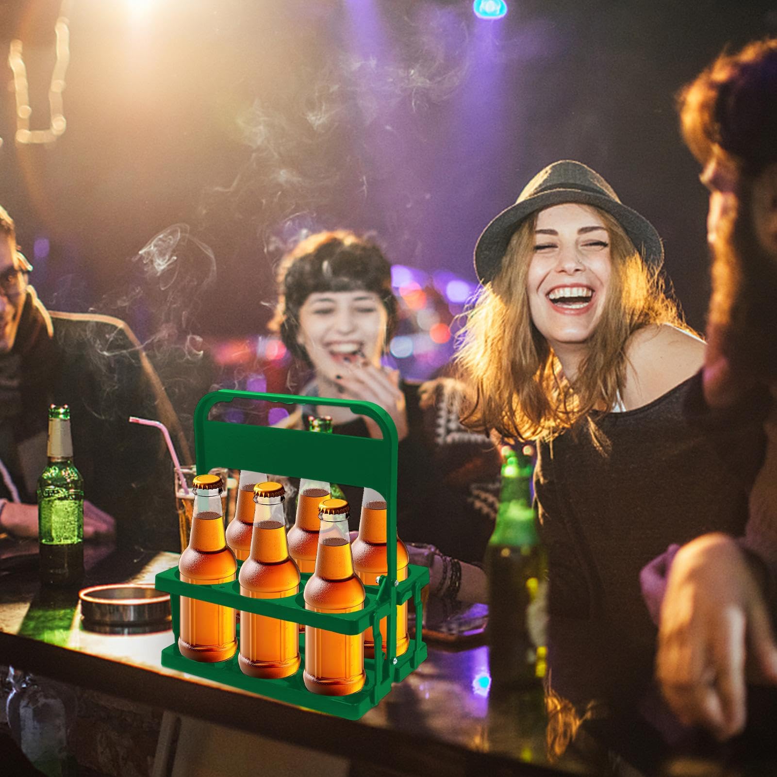 Support de boisson de camping | Porte-canettes à 6 trous | Organisateurs de boissons de pique-nique, support compact et pliable, support portable pratique et polyvalent pour le lait, le vin, la bière