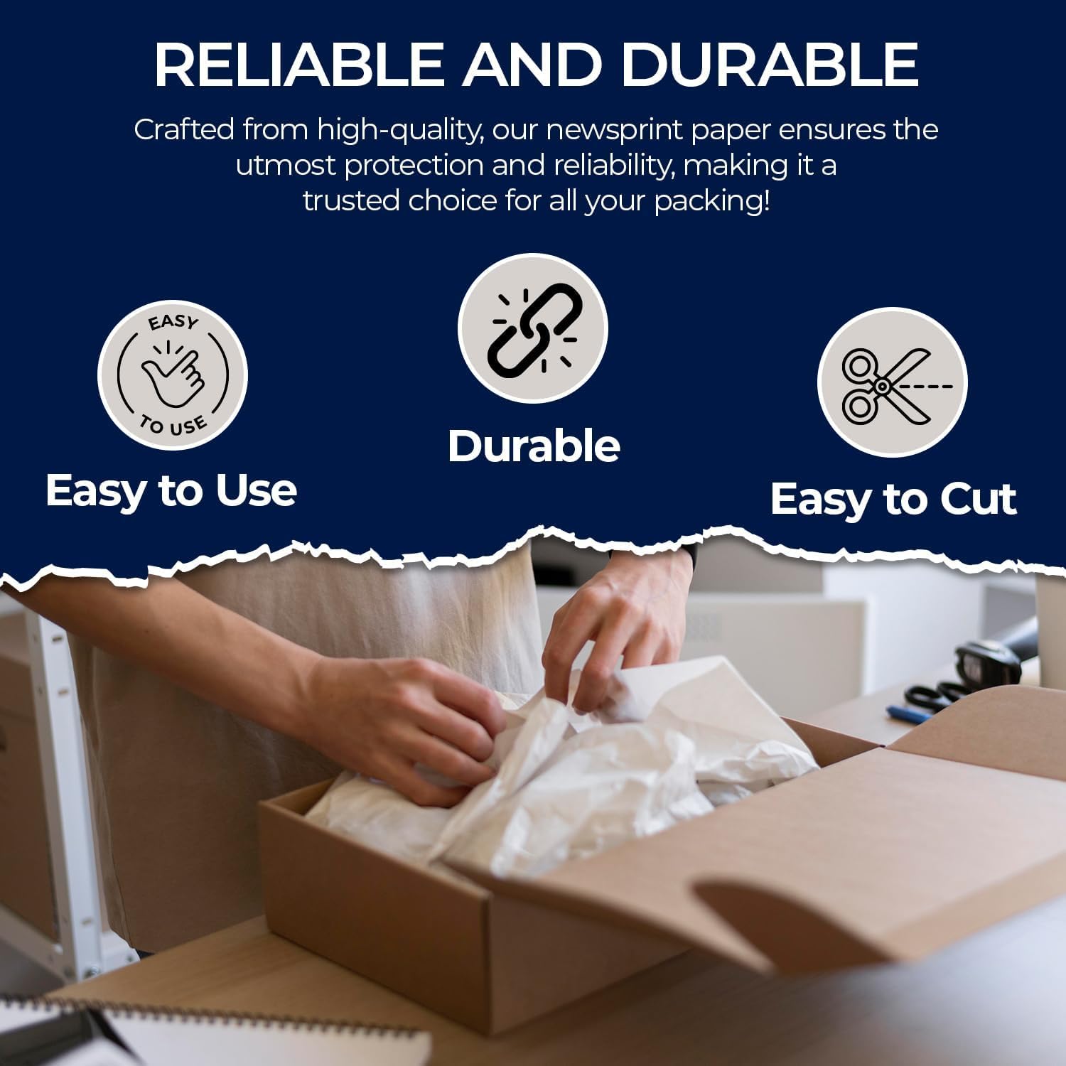 Rosmonde Packing Paper Sheets For Moving, 27" x 17", 20 lb | 640 Sheets, Newsprint Paper, Premium Uncoated Non-Printed White Sheets for Wrapping, Shipping Boxes, Box Filling & Packaging Protection