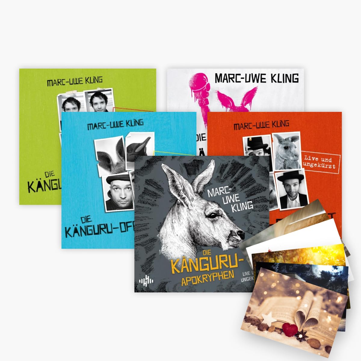 Die Känguru-Werke von Marc-Uwe Kling als Hörbuch-Set + 1 exklusives Postkartenset