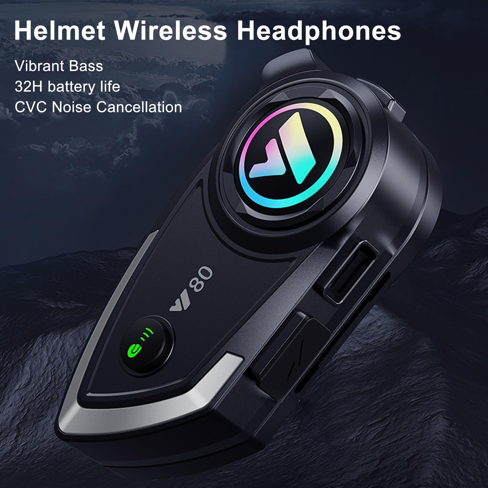 Altoparlanti del Casco da Motocicletta, Auricolare Bluetooth 5.3 Bluetooth IP67 Auricolare per Moto Impermeabile per Cavalcare (nero)