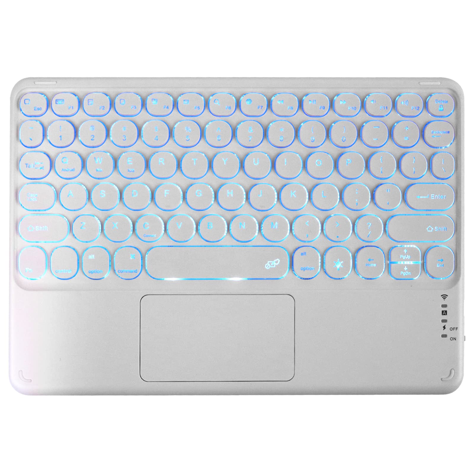 Samudgate Universal Slim Portable Keyboard Wireless Bluetooth Backlit Keyboard Rechargeable with Touchpad Compatible with Windows iOS Android Tablet Smartphone Laptop, White-image-5