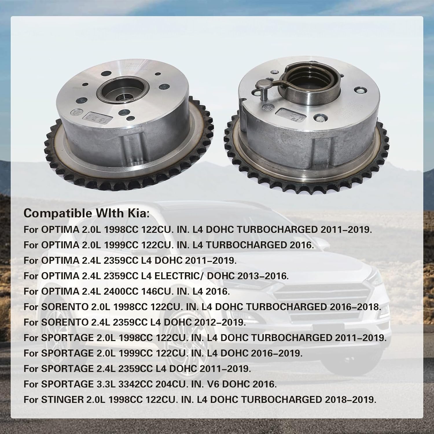 SecosAutoparts Engine Timing Camshaft VVT Sprockets Compatible With Hyundai Sonata Santa 2013-2018 Compatible With Kia Sorento Optima Sportge 2011-2019# 243502G750 243702G751 918-702