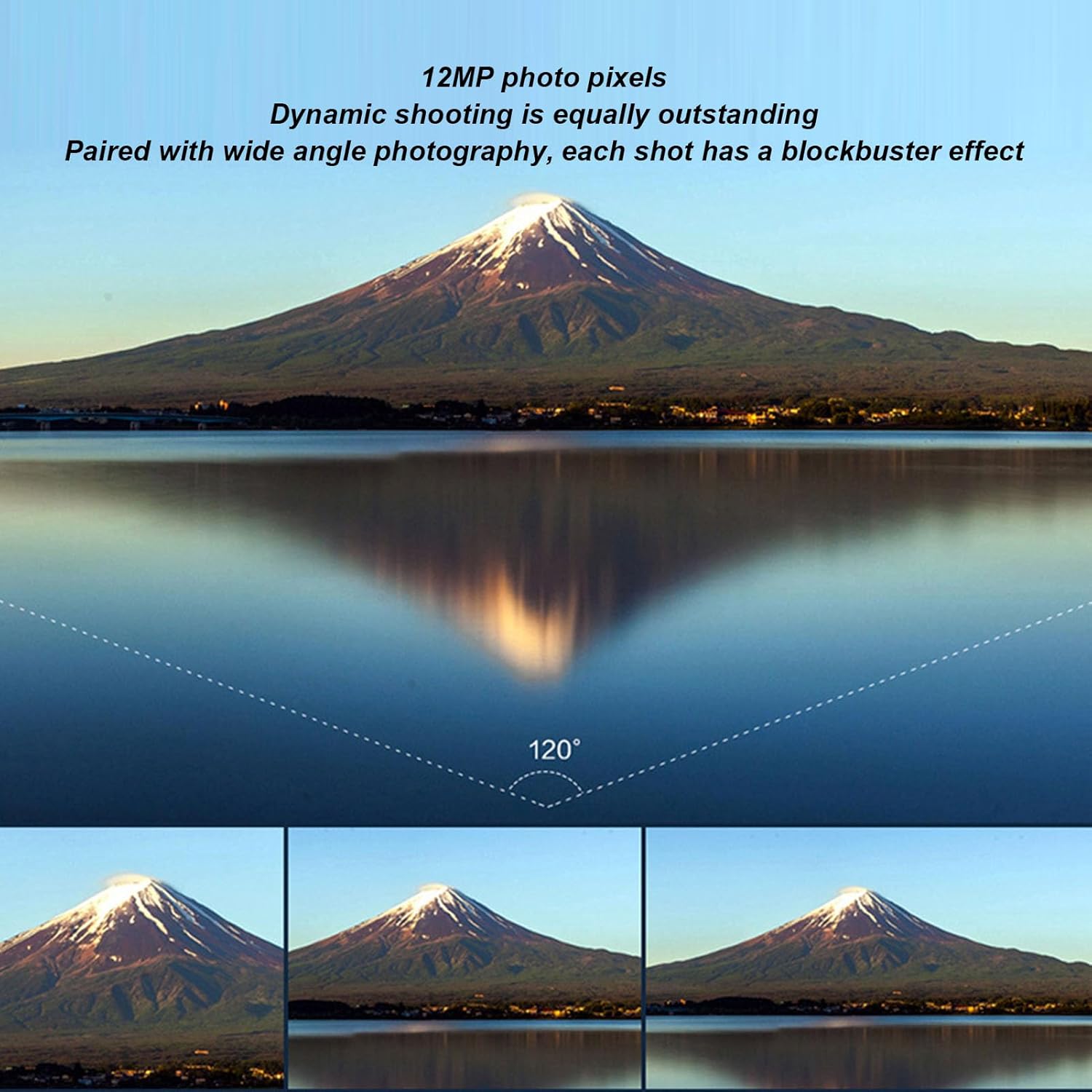 Motorcycle Helmet Camera, 4K Bike Video Camera Sports Action Camera with Handle Brackect, 120° Wide Angle, IP66 Sport for Outdoor Wilderness, Climbing