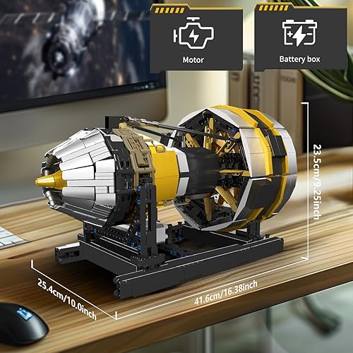 Miniatura 5 de Mould King Juego de construcción de motor de avión de ciudad, modelo de motor turborreactor que funciona con motor, kit de bloques coleccionables