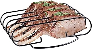 Royal Gourmet KL1106 Non-Stick Rib Rack, Holds 4 Rib Racks for Grilling & Smoking, BBQ Accessories for Charcoal Grill Smoker or Gas Grill, Black