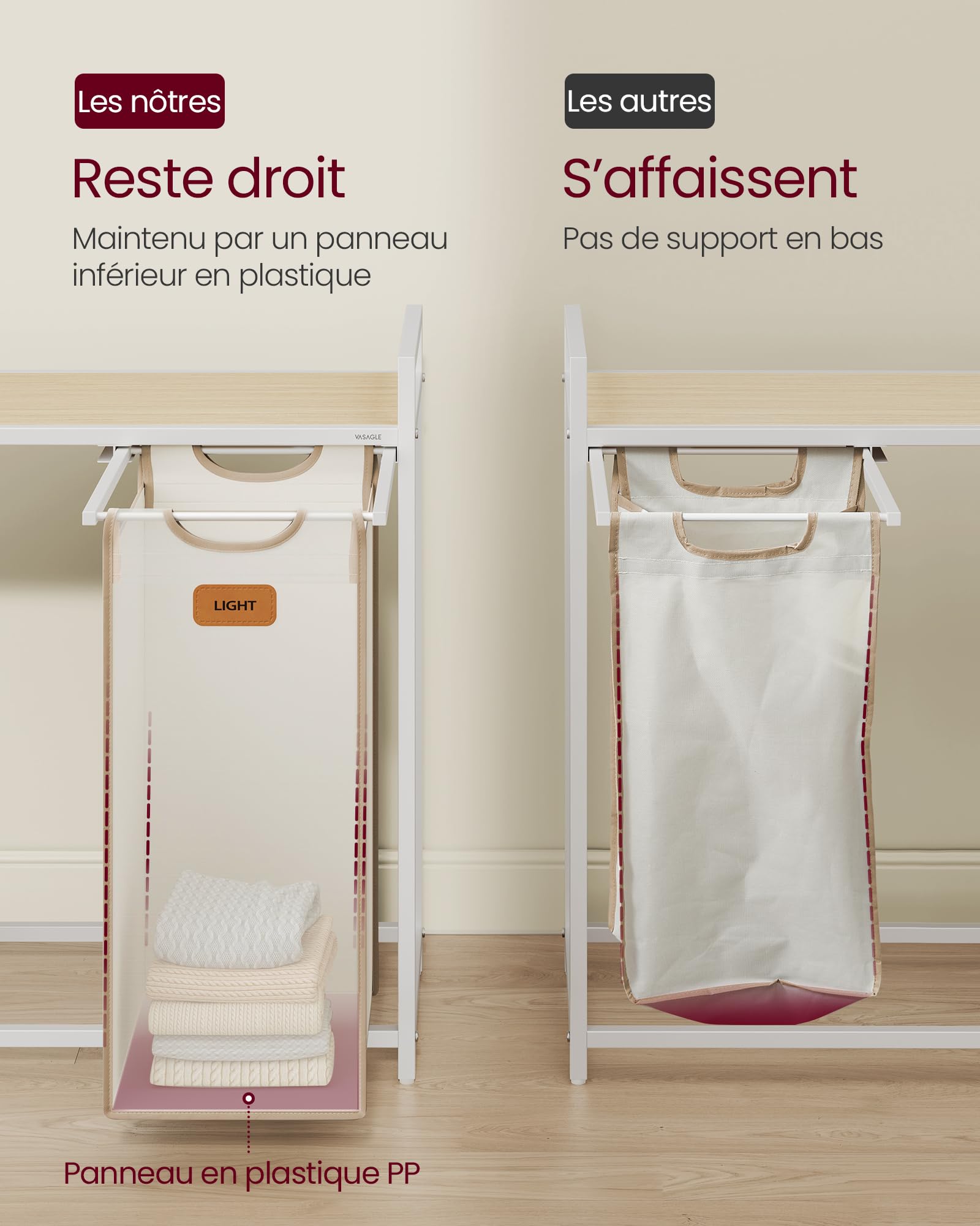 VASAGLE Wasmand 4 Compartimenten , Wasverzamelaar 150 L Wassorteerder Wielen Waswagen Met Plank Waszak Kleine Zijvakken 6 Etiketten Kastanjebruin Inkt Zwart Duifgrijs Blh203b01 1354183082
