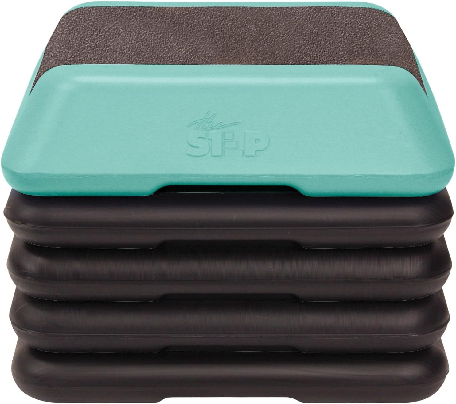 The Step Adjustable High Step Aerobic Platform with 4 Risers, Home Gym Workout Equipment, Fitness Exercise Equipment Made in the USA High Step Teal